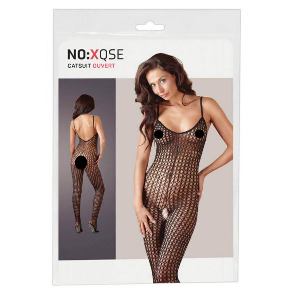 NO:XQSE - Geperforeerd net bodysuit (zwart) - XL/XXL