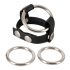 Bad Kitty - leren ballenband en penisring (zwart-zilver)