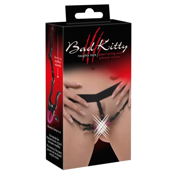 Bad Kitty - schaamlippenklemmen met slip - paars-zwart (S-L)