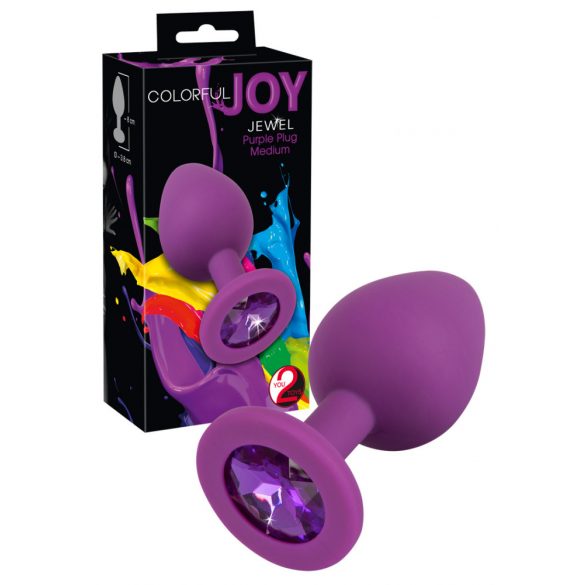 Kleurrijke JOY - siliconen anale dildo - medium (paars)