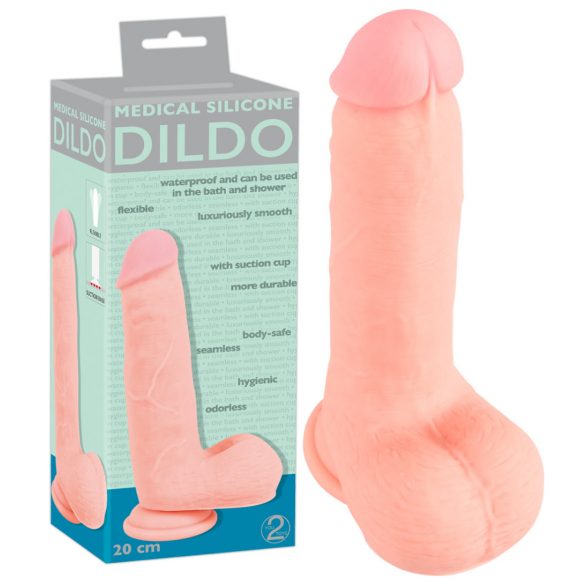 Medische rechte siliconen dildo (20cm) - natuur