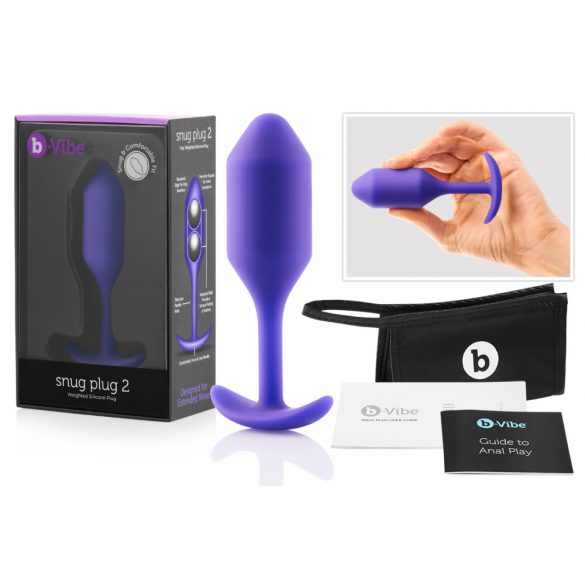 b-vibe Snug Plug 2 - dubbel anale dildo (114g) - paars