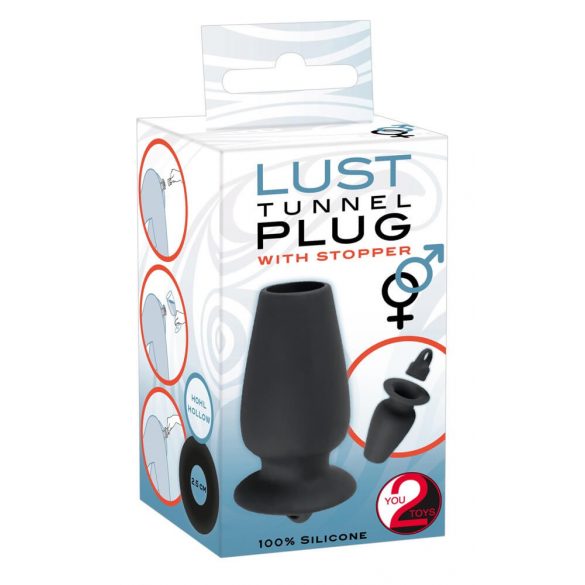 You2Toys - Lust Tunnel - holle anale plug met afsluiting (zwart)