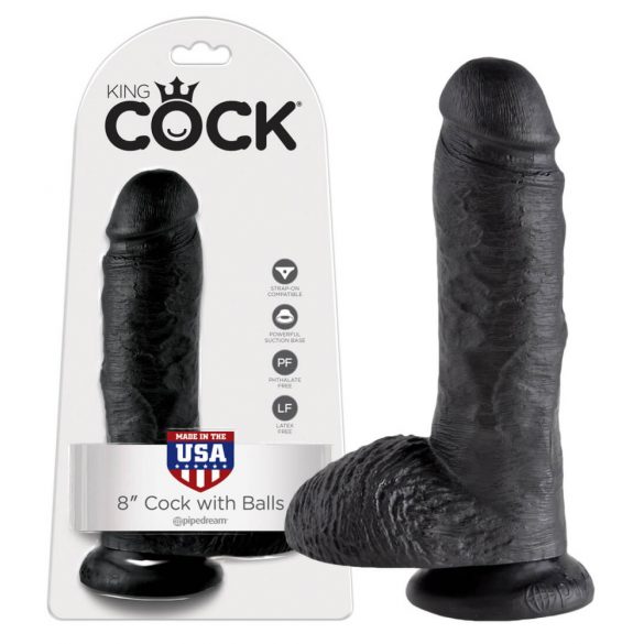 King Cock 8 met bal (20 cm) - zwart