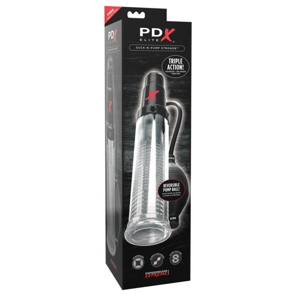 PDX Elite - 2in1 - penis pomp en masturbator (transparant)