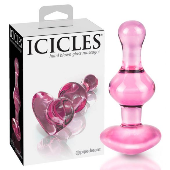 Icicles Nr. 75 - hartvormige glazen anale dildo (roze)