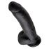 King Cock 9 - grote dildo met zuignap en ballen (23 cm) - zwart