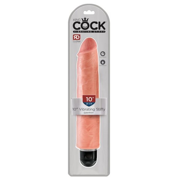 King Cock 10 Stiffy - waterdichte, realistische vibrator (25 cm) - huidkleurig