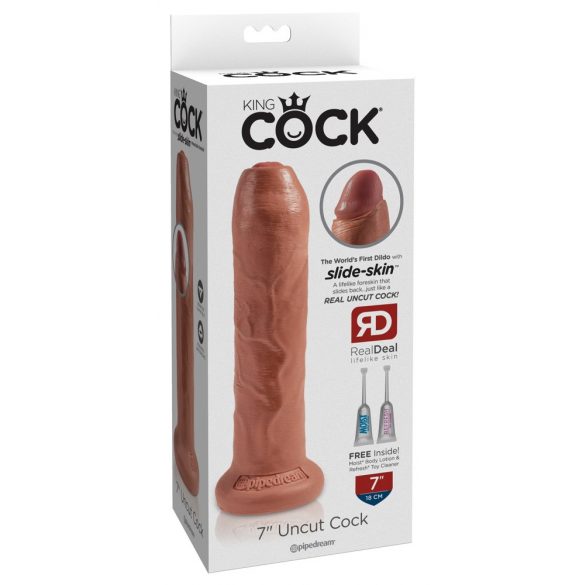 King Cock 7 Voorhuidinator - realistische dildo (18cm) - donker natuurlijk