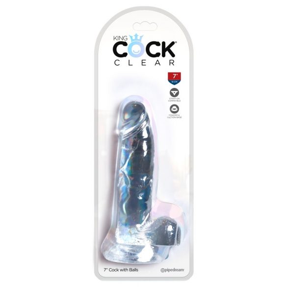 King Cock Clear 7 - zuignap, met bal (18cm)