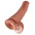 King Cock 15 - zuignap met ballen, grote dildo (38cm) - donker natur