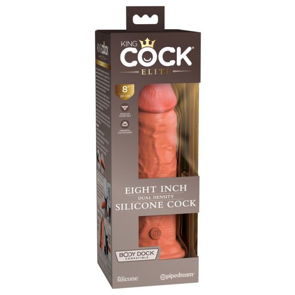 King Cock Elite 8 - zuignap, realistische dildo (20cm) - donker natuurlijk