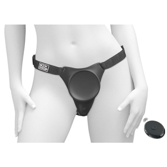 Body Dock G-spot Pro - oplaadbare, draadloze strap-on slip (zwart)