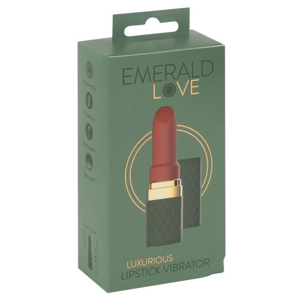 Emerald Love - oplaadbare, waterdichte lipstick vibrator (groen-bordeaux)