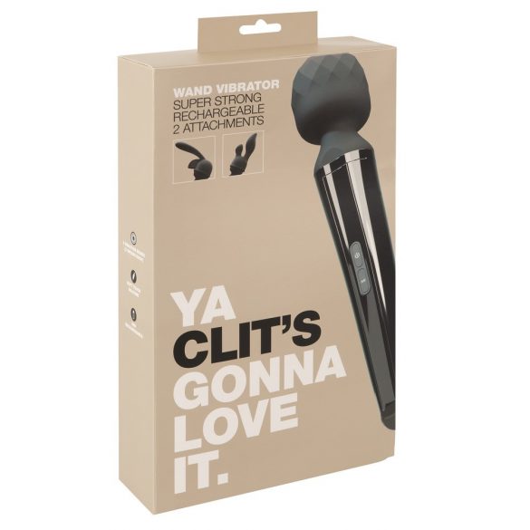 Ya Clit Wand - oplaadbare, massage vibrator set (zwart)