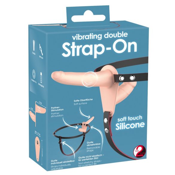 You2Toys - Strap-On - Oplaadbare Dubbele Vibrator (Natuurlijk)