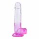 Sunfo - zuignap, realistische dildo met ballen - 22cm (transparant-paars)