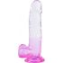 Sunfo - zuignap, realistische dildo met ballen - 22cm (transparant-paars)