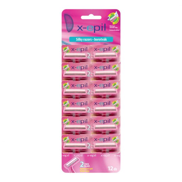 X-Epil Silky - 2-mes scheermes met rubberen handvat (12stuks)