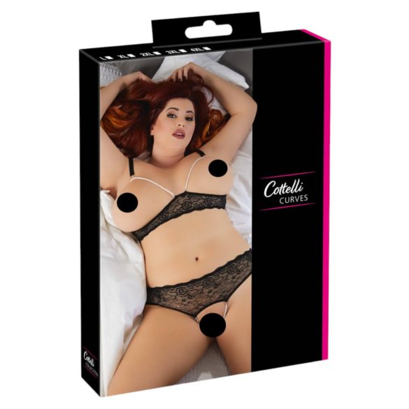 Cottelli Plus Size - parel bh set (zwart)