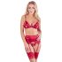 Abierta Fina - glinsterende ketting lingerieset (rood) - L