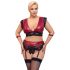 Cottelli Bondage Plus Size - kanten bh set (rood-zwart)