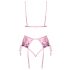 Kusbare - rozen geborduurd lingerie set (roze) - L/XL