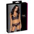 Cottelli - 3-delig kanten lingerie set (zwart-paars)