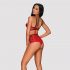 Obsessive Leatheria - leren look beha set (rood) - S/M