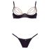 Cottelli - Satin Push-up Set met Strass en Ketting (zwart)