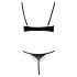 Cottelli - Satin Push-up Set met Strass en Ketting (zwart) - 80B/M