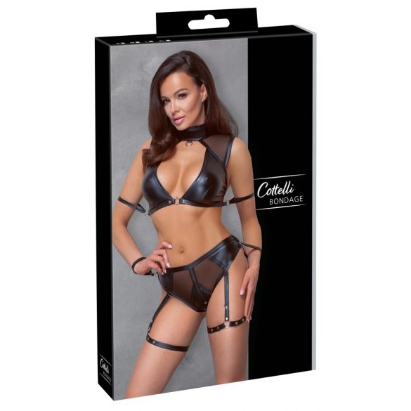 Cottelli Bondage - Bh-set met gaasinzet (zwart)