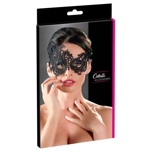 Cottelli - Geborduurd Asymmetrisch Masker (zwart)