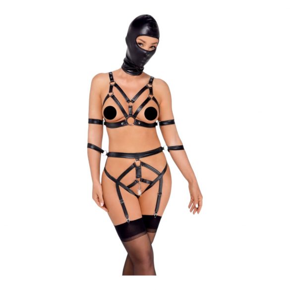 Bad Kitty - harnas set en masker (zwart) - S