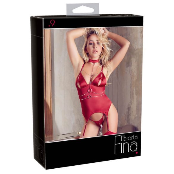 Abierta Fina - glinsterende kettingtop en string (rood)