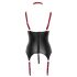 Cottelli Bondage - Glanzend bustier met kraag (zwart) - M