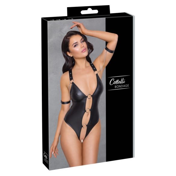 Cottelli Bondage - glanz open body (zwart) - M