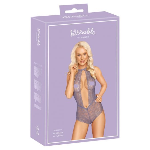 Kusbaar - halter, kanten body (paars) - L/XL