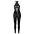 Noir - glanzende rits jumpsuit (zwart)