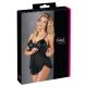 Cottelli - Lichte, ruches babydoll (zwart) - XXL