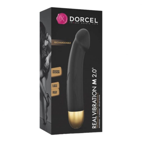 Dorcel Real Vibration M 2.0 - oplaadbare vibrator (zwart-goud)