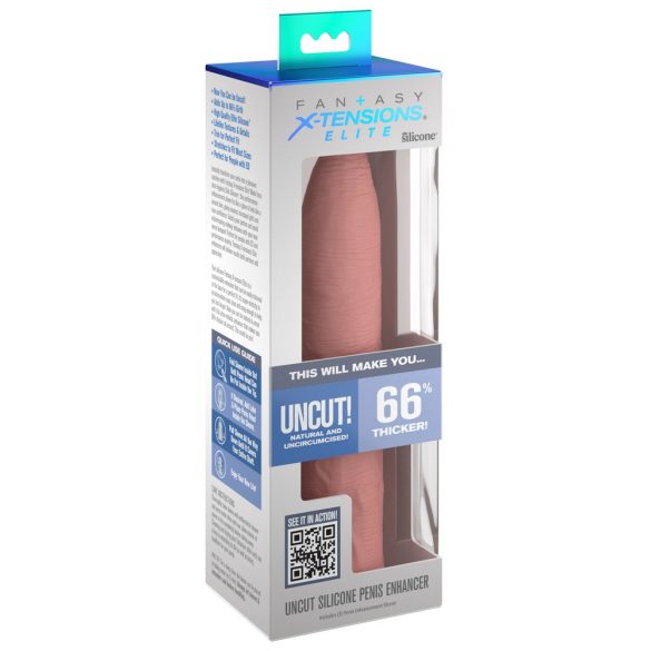 X-TENSION Elite - verstelbare penis sleeve met open einde (nude)