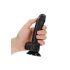 RealRock - zuignap, realistisch dildo met testikels - 15.5 cm (zwart)