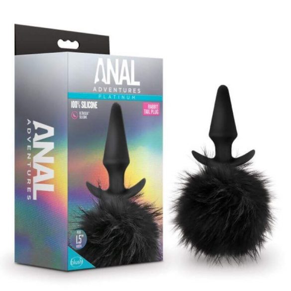 Anal Adventures Platinum - anale dildo met konijnenstaart (zwart)