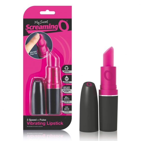 Schreeuwende Lipstick - vibrator lipstick (zwart-roze)