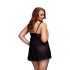 BACI Plus Size - Opengewerkte Stippen Babydoll - Zwart (XL-XXL)