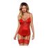 Obsessive Lovica - kanten jarreteltop en string (rood)