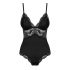 Obsessive 810-TED-1 - kanten stretch bodysuit (zwart)