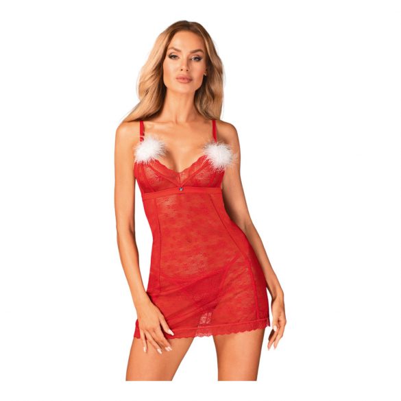 Obsessive Claussica - babydoll en string (rood) - XL/2XL