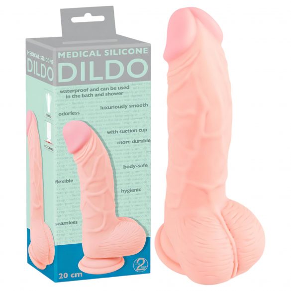 Medisch - siliconen dildo (20cm) - natuurlijk